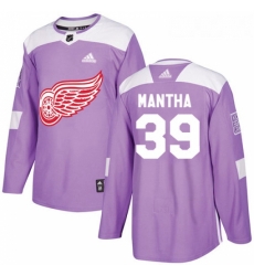 Youth Adidas Detroit Red Wings 39 Anthony Mantha Authentic Purple Fights Cancer Practice NHL Jersey 