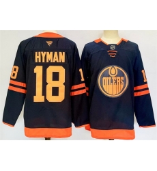 Men Edmonton Oilers 18 Zach Hyman Navy 2024 25 Stitched Jersey