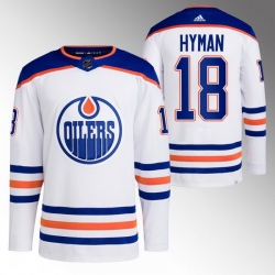 Men Edmonton Oilers 18 Zach Hyman White Stitched Jersey