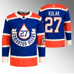 Men Edmonton Oilers 27 Brett Kulak 2023 Royal Heritage Classic Primegreen Stitched Jersey