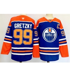 Men Edmonton Oilers 99 Wayne Gretzky Royal 2024 25 Stitched Jersey