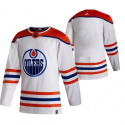 Men Edmonton Oilers Blank White Adidas 2020 21 Reverse Retro Alternate NHL Jersey