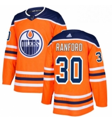 Mens Adidas Edmonton Oilers 30 Bill Ranford Authentic Orange Home NHL Jersey 