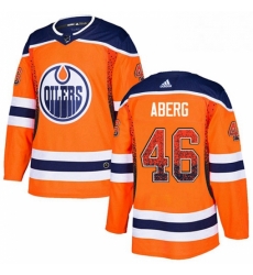 Mens Adidas Edmonton Oilers 46 Pontus Aberg Authentic Orange Drift Fashion NHL Jerse