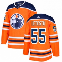 Mens Adidas Edmonton Oilers 55 Mark Letestu Premier Orange Home NHL Jersey 