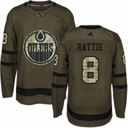 Mens Adidas Edmonton Oilers 8 Ty Rattie Authentic Green Salute to Service NHL Jersey 