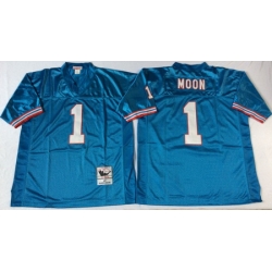 Oilers 1 Warren Moon Blue Throwback Jersey