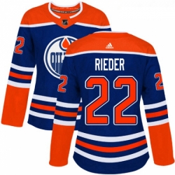 Womens Adidas Edmonton Oilers 22 Tobias Rieder Authentic Royal Blue Alternate NHL Jerse