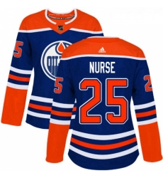 Womens Adidas Edmonton Oilers 25 Darnell Nurse Authentic Royal Blue Alternate NHL Jersey 