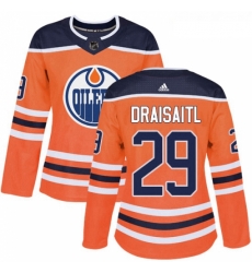 Womens Adidas Edmonton Oilers 29 Leon Draisaitl Authentic Orange Home NHL Jersey 