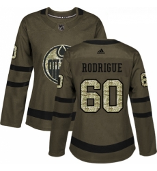 Womens Adidas Edmonton Oilers 60 Olivier Rodrigue Authentic Green Salute to Service NHL Jersey 