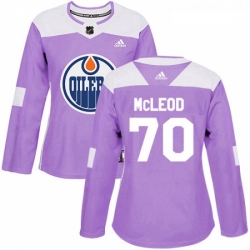 Womens Adidas Edmonton Oilers 70 Ryan McLeod Authentic Purple Fights Cancer Practice NHL Jersey 