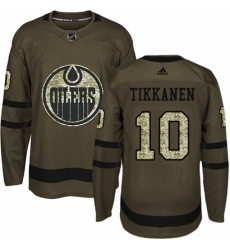 Youth Adidas Edmonton Oilers 10 Esa Tikkanen Authentic Green Salute to Service NHL Jersey 