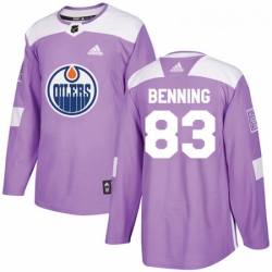 Youth Adidas Edmonton Oilers 83 Matt Benning Authentic Purple Fights Cancer Practice NHL Jersey 