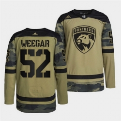 Men Florida Panthers 52 MacKenzie Weegar 2022 Camo Military Appreciation Night Stitched jersey