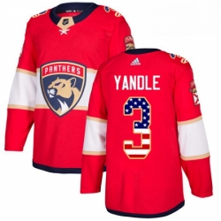 Mens Adidas Florida Panthers 3 Keith Yandle Authentic Red USA Flag Fashion NHL Jersey 