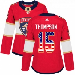 Womens Adidas Florida Panthers 15 Paul Thompson Authentic Red USA Flag Fashion NHL Jersey 