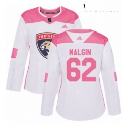 Womens Adidas Florida Panthers 62 Denis Malgin Authentic WhitePink Fashion NHL Jersey 