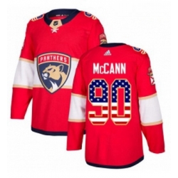 Youth Adidas Florida Panthers 90 Jared McCann Authentic Red USA Flag Fashion NHL Jersey 