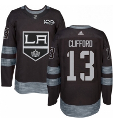 Mens Adidas Los Angeles Kings 13 Kyle Clifford Premier Black 1917 2017 100th Anniversary NHL Jersey 