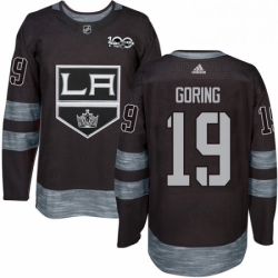 Mens Adidas Los Angeles Kings 19 Butch Goring Premier Black 1917 2017 100th Anniversary NHL Jersey 