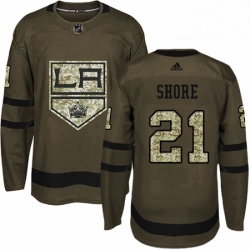 Mens Adidas Los Angeles Kings 21 Nick Shore Authentic Green Salute to Service NHL Jersey 