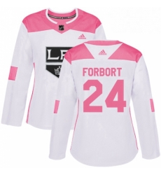 Womens Adidas Los Angeles Kings 24 Derek Forbort Authentic WhitePink Fashion NHL Jersey 