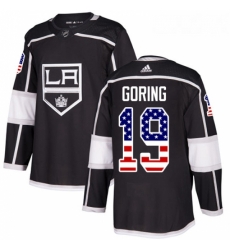 Youth Adidas Los Angeles Kings 19 Butch Goring Authentic Black USA Flag Fashion NHL Jersey 