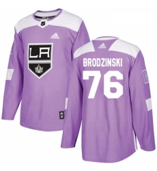 Youth Adidas Los Angeles Kings 76 Jonny Brodzinski Authentic Purple Fights Cancer Practice NHL Jersey 