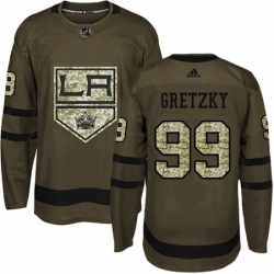 Youth Adidas Los Angeles Kings 99 Wayne Gretzky Authentic Green Salute to Service NHL Jersey 