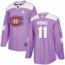 Youth Adidas Montreal Canadiens 11 Saku Koivu Authentic Purple Fights Cancer Practice NHL Jersey 