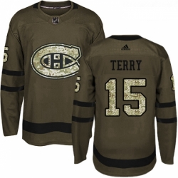 Youth Adidas Montreal Canadiens 15 Chris Terry Authentic Green Salute to Service NHL Jersey 