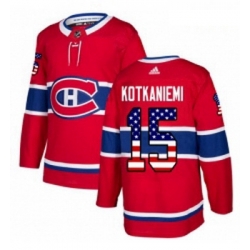 Youth Adidas Montreal Canadiens 15 Jesperi Kotkaniemi Authentic Red USA Flag Fashion NHL Jersey 