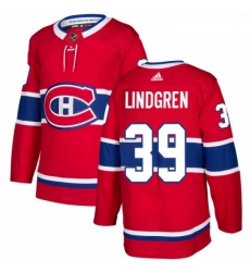 Youth Adidas Montreal Canadiens 39 Charlie Lindgren Premier Red Home NHL Jersey 