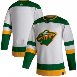 Men Minnesota Wild Blank White 2020 21 Reverse Retro Adidas Jersey