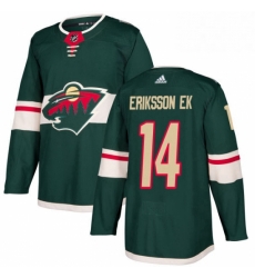 Mens Adidas Minnesota Wild 14 Joel Eriksson Ek Authentic Green Home NHL Jersey 