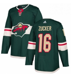 Mens Adidas Minnesota Wild 16 Jason Zucker Authentic Green Home NHL Jersey 