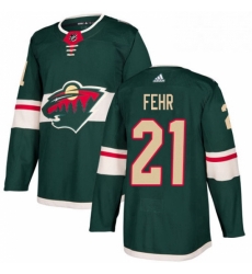 Mens Adidas Minnesota Wild 21 Eric Fehr Authentic Green Home NHL Jersey 