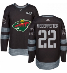 Mens Adidas Minnesota Wild 22 Nino Niederreiter Premier Black 1917 2017 100th Anniversary NHL Jersey 