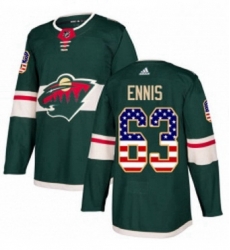 Mens Adidas Minnesota Wild 63 Tyler Ennis Authentic Green USA Flag Fashion NHL Jersey 