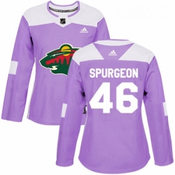 Womens Adidas Minnesota Wild 46 Jared Spurgeon Authentic Purple Fights Cancer Practice NHL Jersey 