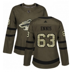 Womens Adidas Minnesota Wild 63 Tyler Ennis Authentic Green Salute to Service NHL Jersey 