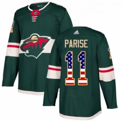 Youth Adidas Minnesota Wild 11 Zach Parise Authentic Green USA Flag Fashion NHL Jersey 