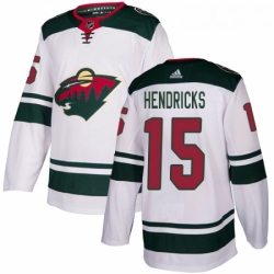 Youth Adidas Minnesota Wild 15 Matt Hendricks Authentic White Away NHL Jersey 