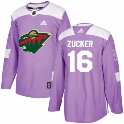 Youth Adidas Minnesota Wild 16 Jason Zucker Authentic Purple Fights Cancer Practice NHL Jersey 