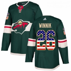 Youth Adidas Minnesota Wild 26 Daniel Winnik Authentic Green USA Flag Fashion NHL Jersey 