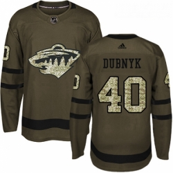 Youth Adidas Minnesota Wild 40 Devan Dubnyk Authentic Green Salute to Service NHL Jersey 