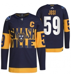 Men Nashville Predators 59 Roman Josi 2022 Navy Stadium Series Breakaway Player Stitched Jersey