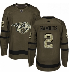 Mens Adidas Nashville Predators 2 Dan Hamhuis Authentic Green Salute to Service NHL Jersey 