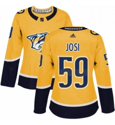 Womens Adidas Nashville Predators 59 Roman Josi Authentic Gold Home NHL Jersey 